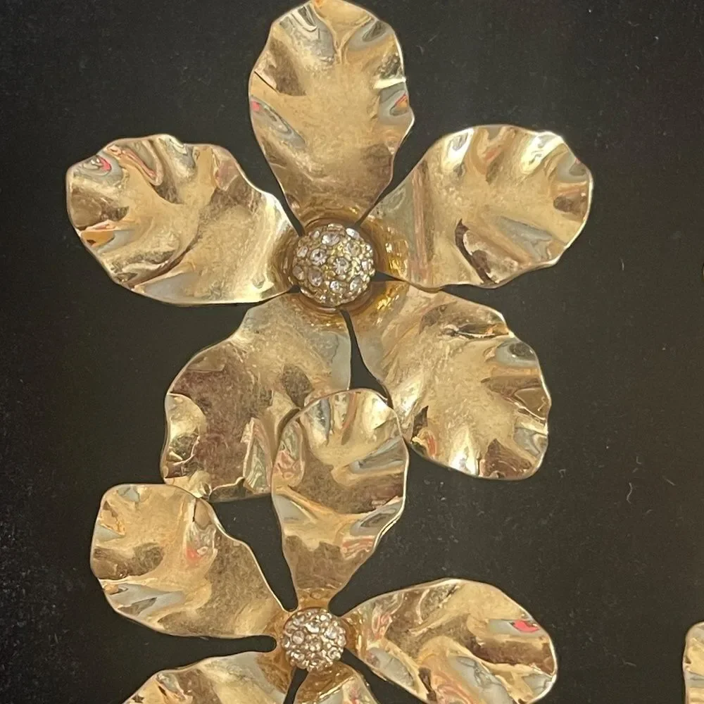 Anthropologie Gold Cherry Blossom Earrings NWOT